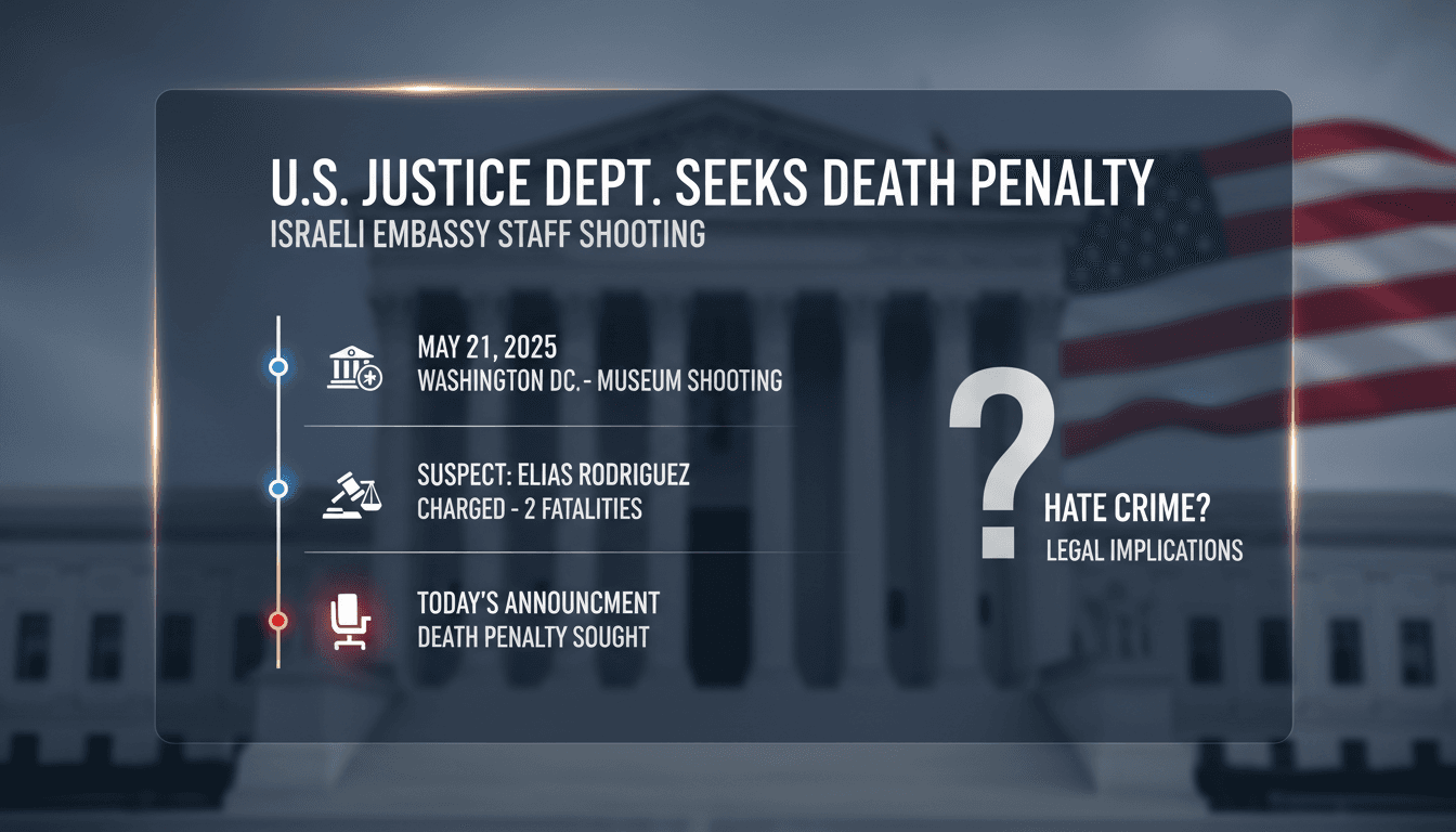 U.S. Justice Department Seeks Death Penalty for Suspect in Shooting of Israeli Embassy Staffers