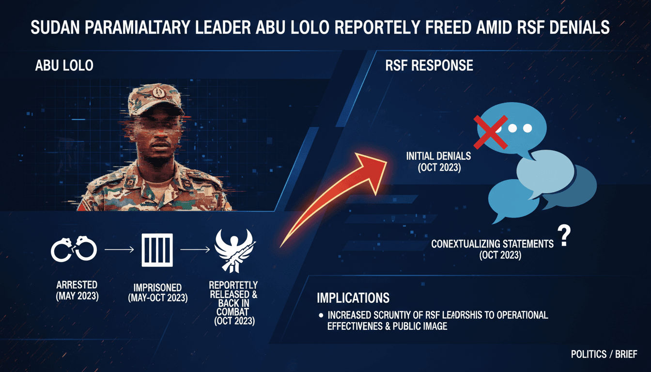 A visual representation of Abu Lolo's timeline and RSF's leadership challenges.