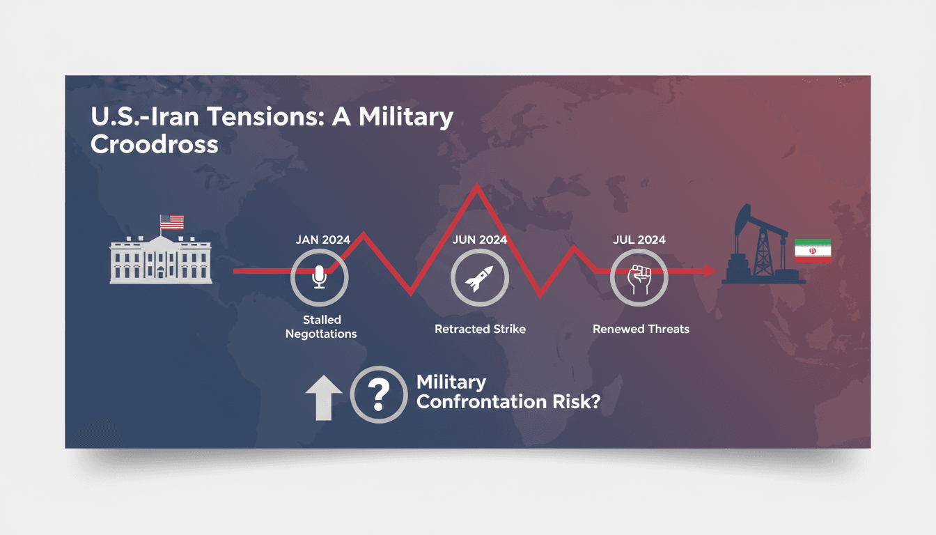 President Trump and Iranian military tensions visual representation