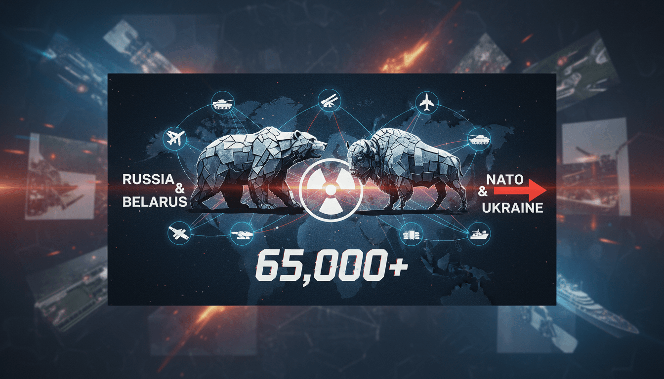 Military personnel and equipment involved in Russia and Belarus nuclear drills.