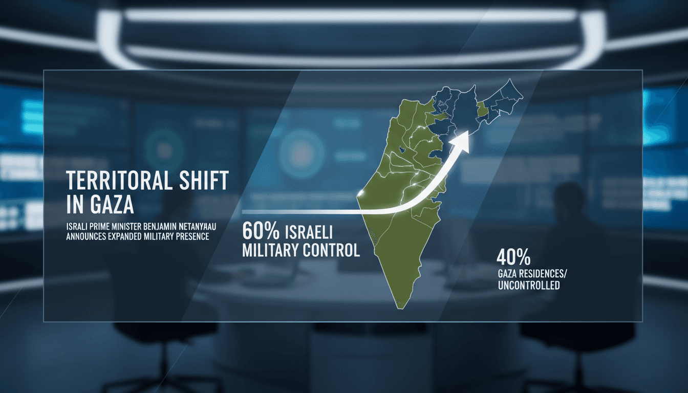 Map showing Israeli military control in Gaza and surrounding regions.