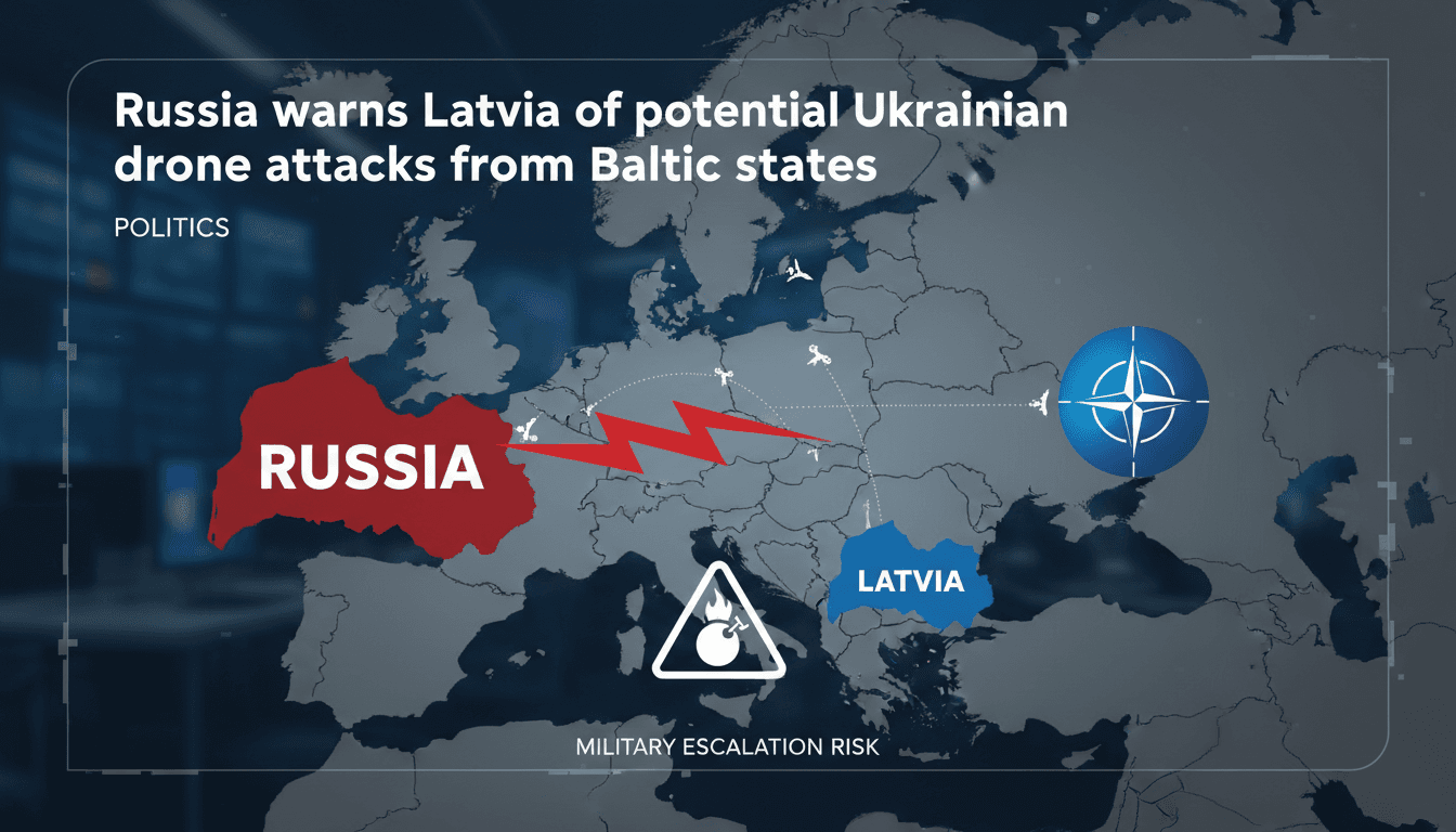 Map highlighting the geopolitical tensions between Russia, Latvia, and Ukraine.