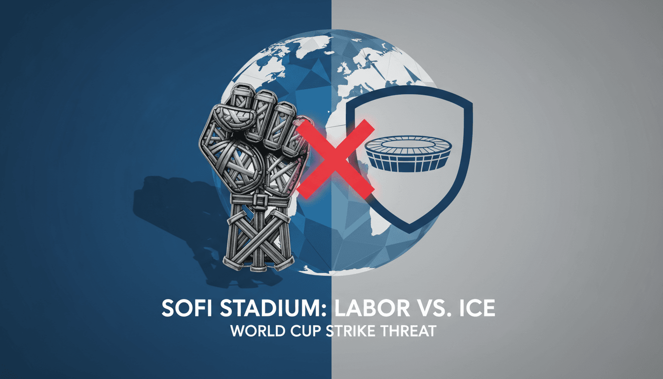 Workers at SoFi Stadium rally against ICE presence during FIFA World Cup