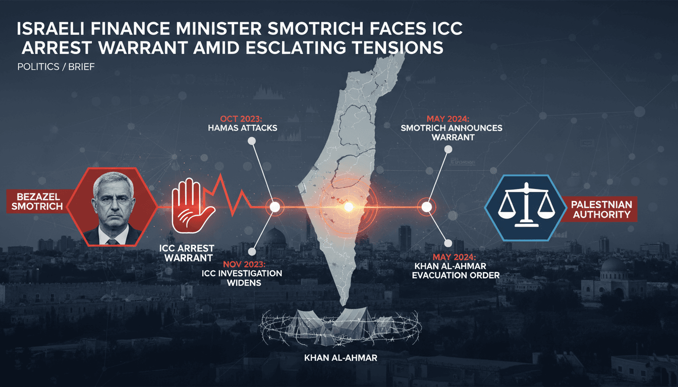 Israeli Finance Minister Bezalel Smotrich addressing the media.