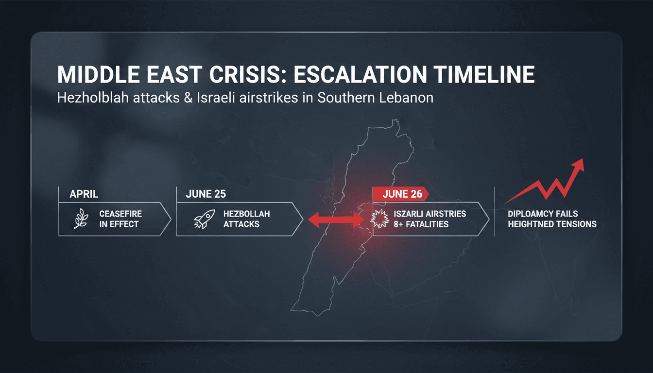 Hezbollah escalates attacks on Israeli positions prompting Israeli airstrikes in southern Lebanon