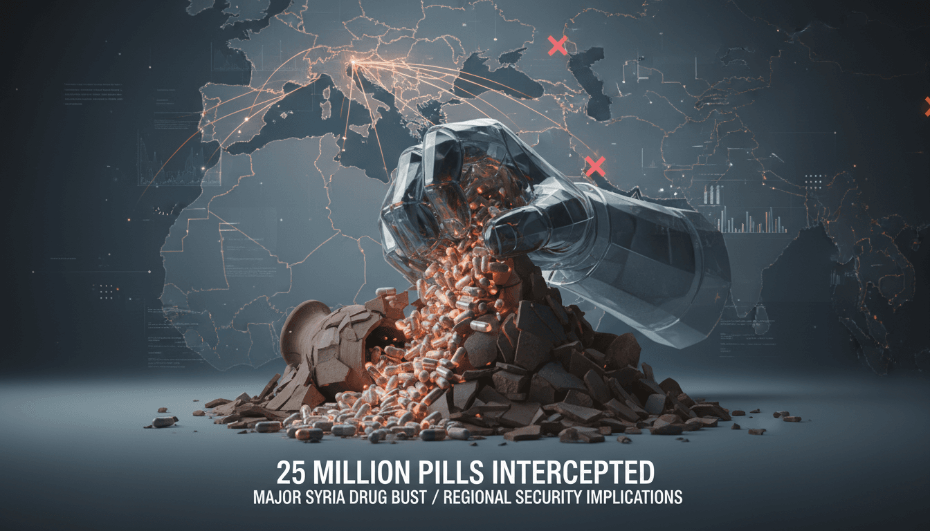 Captagon pills seized by Syrian authorities in a drug trafficking operation