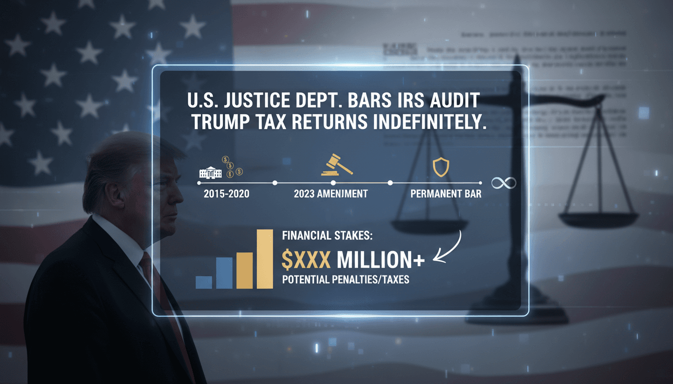 Illustration of the Justice Department's decision on Trump's tax returns
