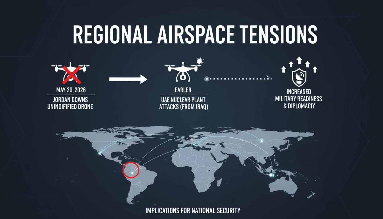 Jordanian military downs unidentified drone amid regional security tensions