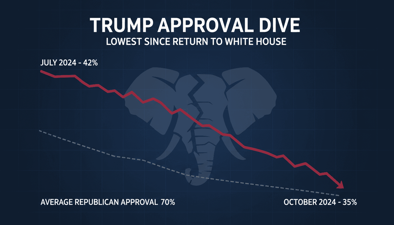 Graph showing the decline of Trump's approval rating over time.