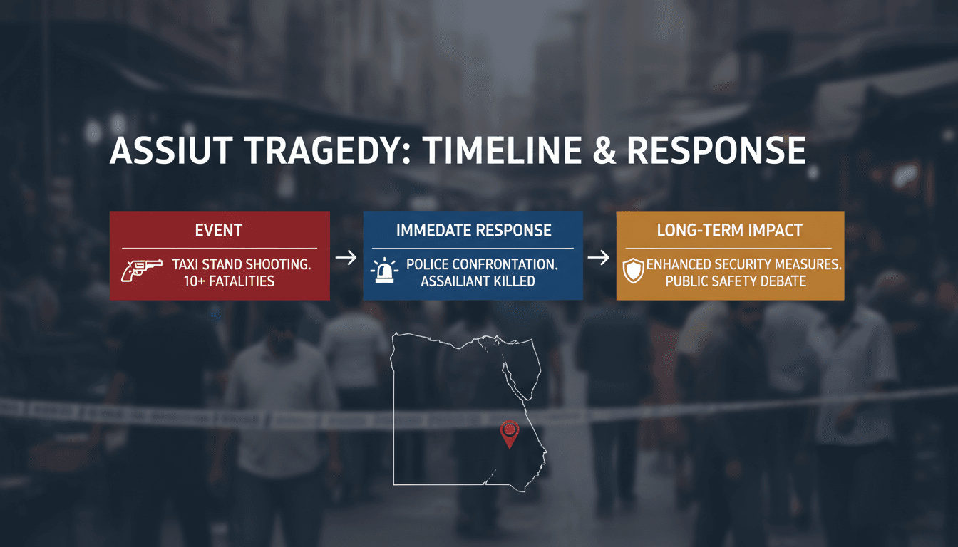 Scene of the shooting incident in Assiut, Egypt, highlighting public safety issues.