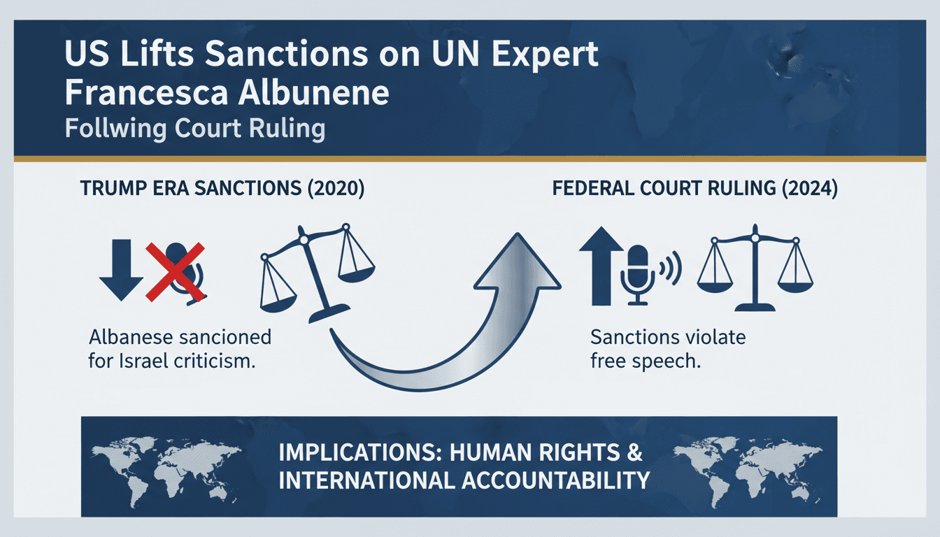 Francesca Albanese speaking at a UN event on Palestinian rights.
