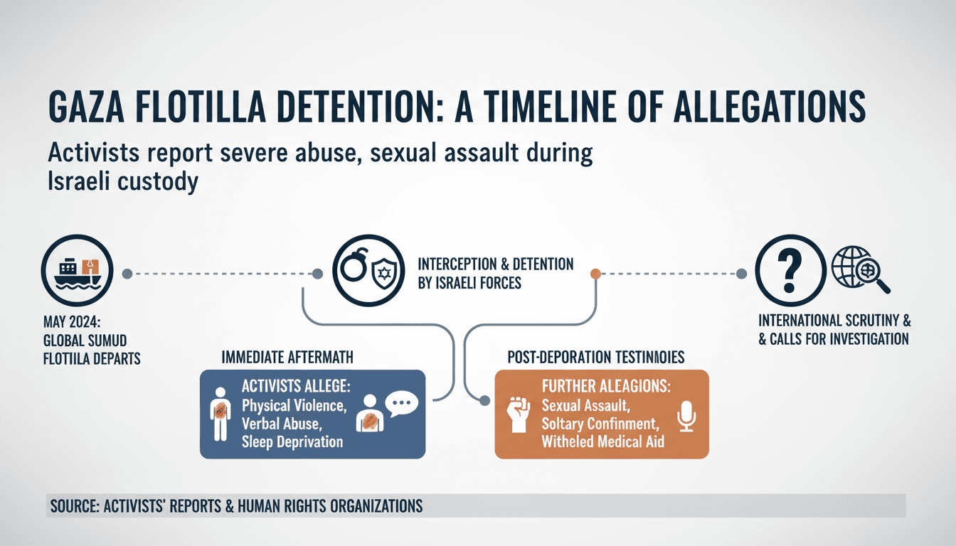 Activists from the Gaza flotilla reporting abuse during detention in Israel.