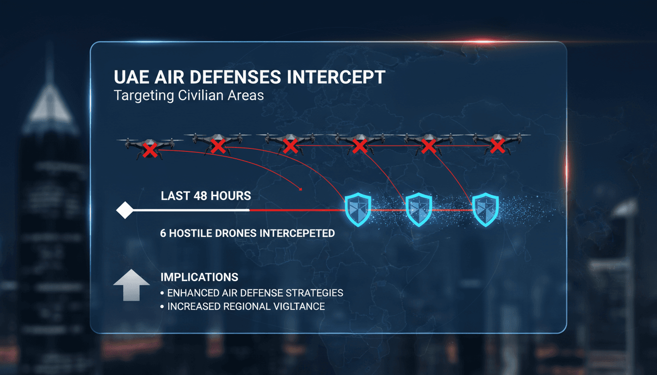 UAE air defense systems intercepting hostile drones over civilian areas