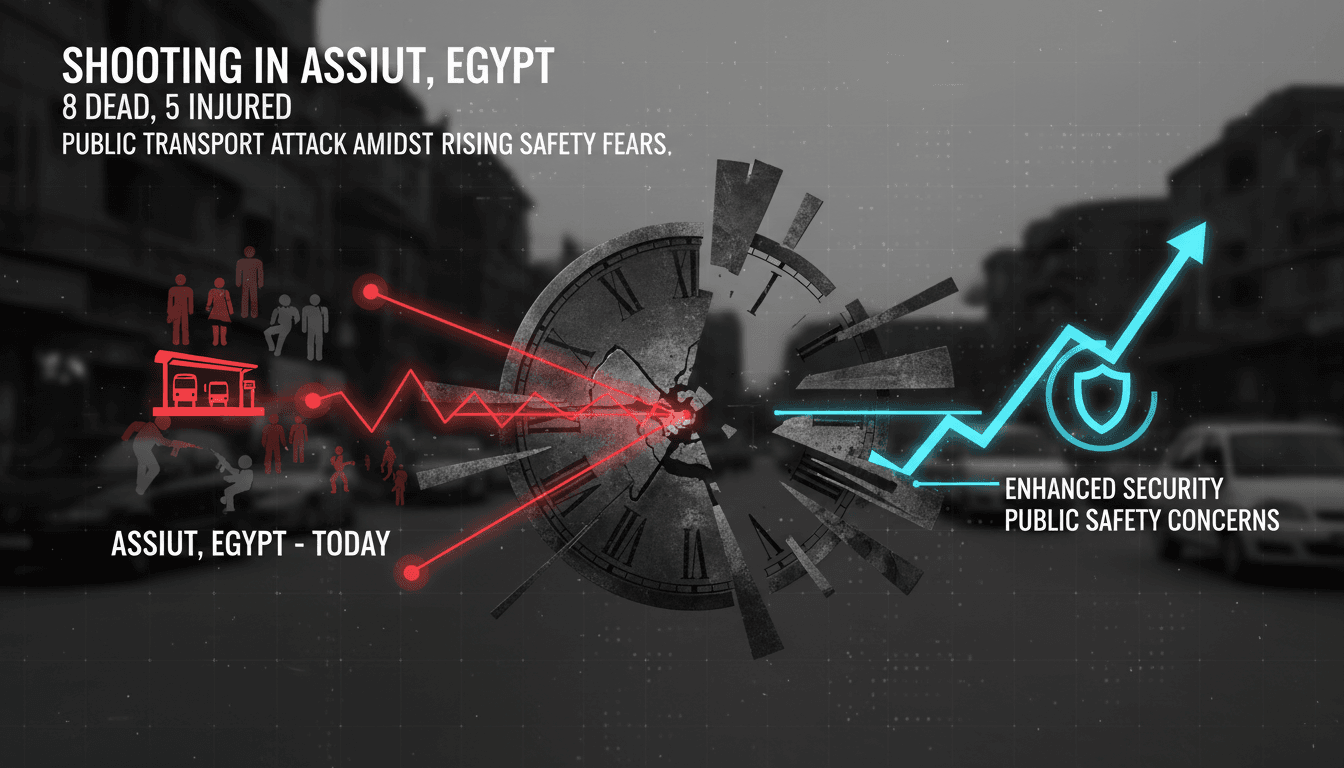 Scene of the shooting incident at a public transport station in Assiut, Egypt.
