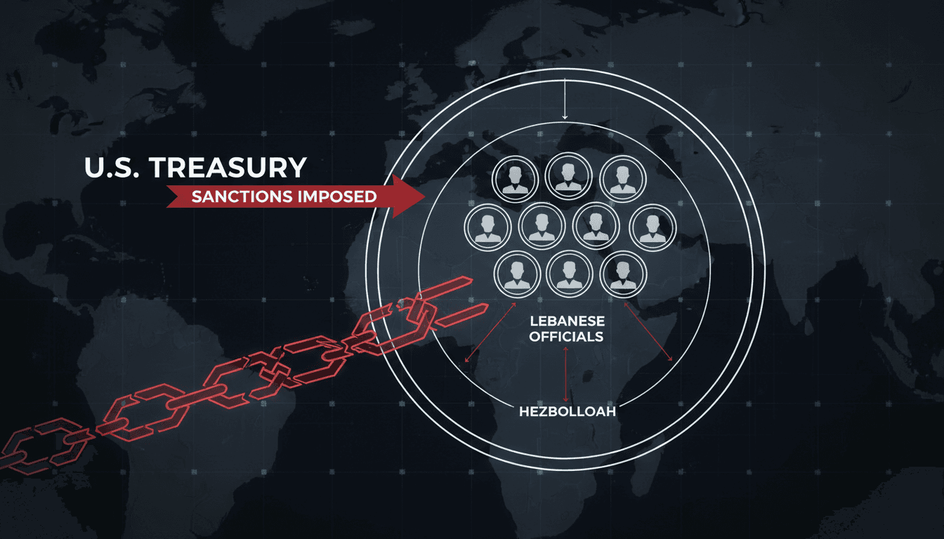 U.S. Treasury building with a focus on sanctions against Hezbollah.