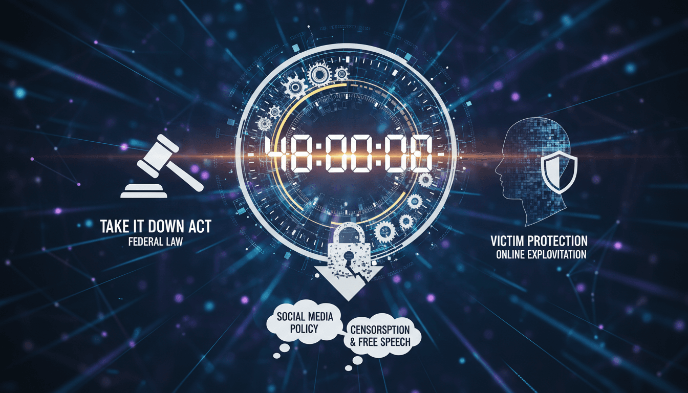 Graphic illustrating the Take It Down Act and its implications for social media.