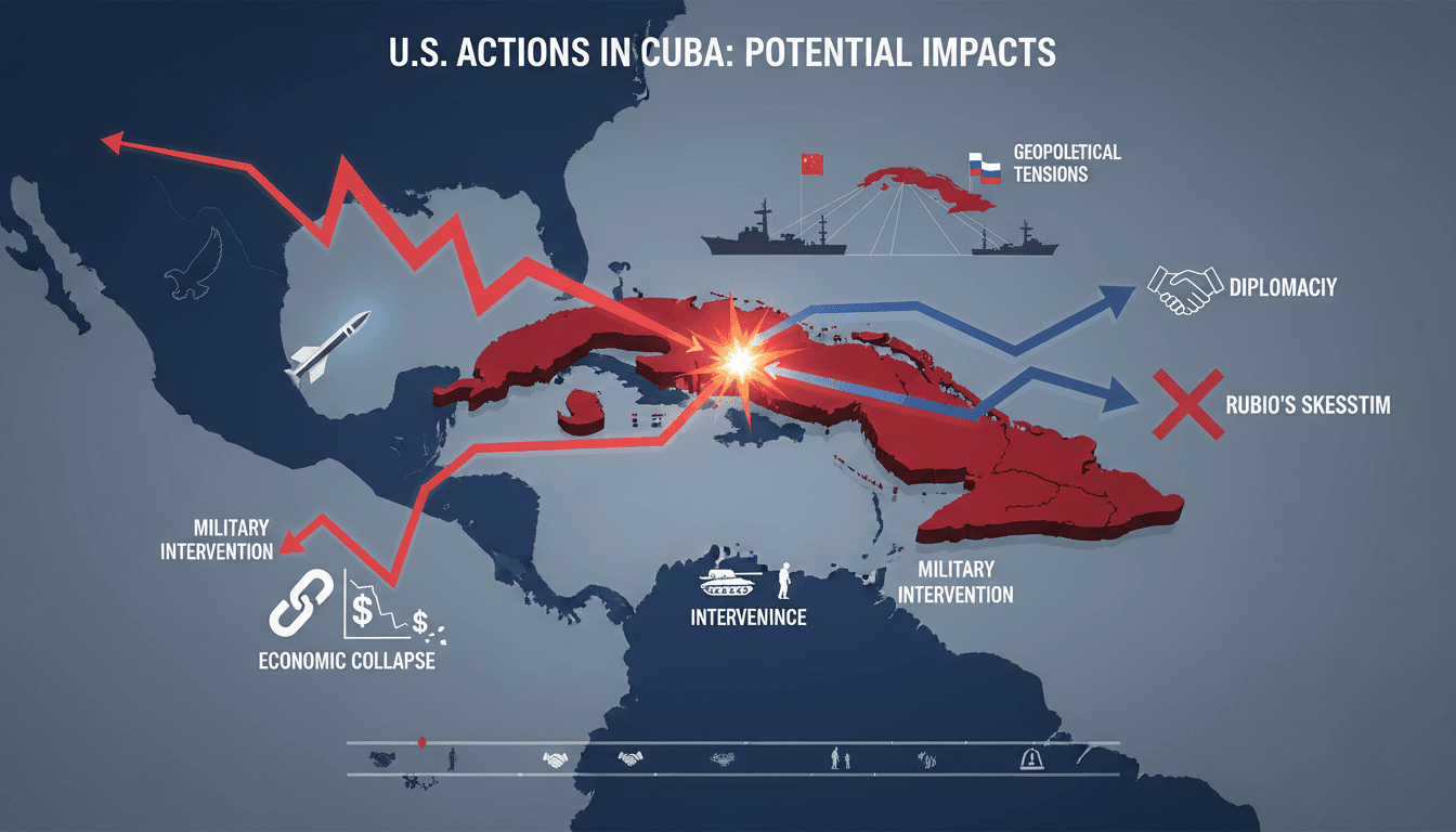 Infographic showing U.S. military options in Cuba and their potential economic impacts.
