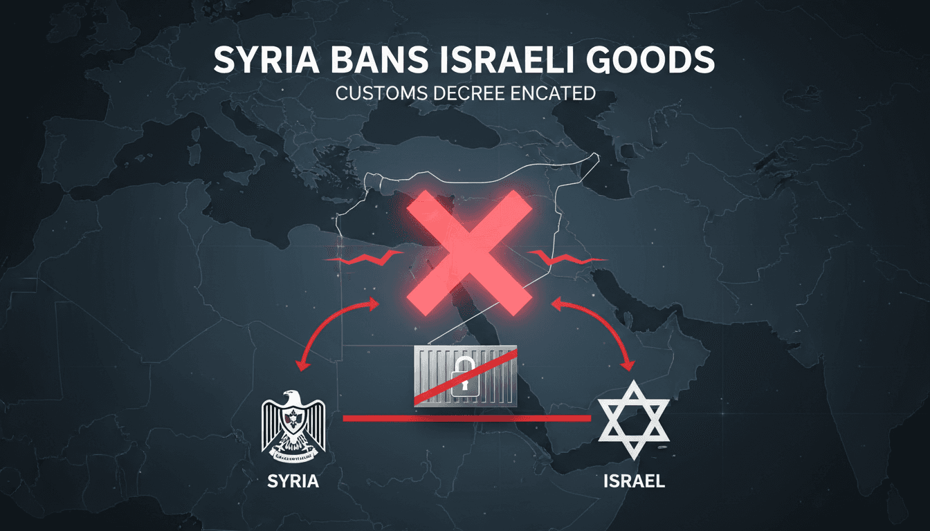 Syrian customs officials enforcing the new decree against Israeli goods
