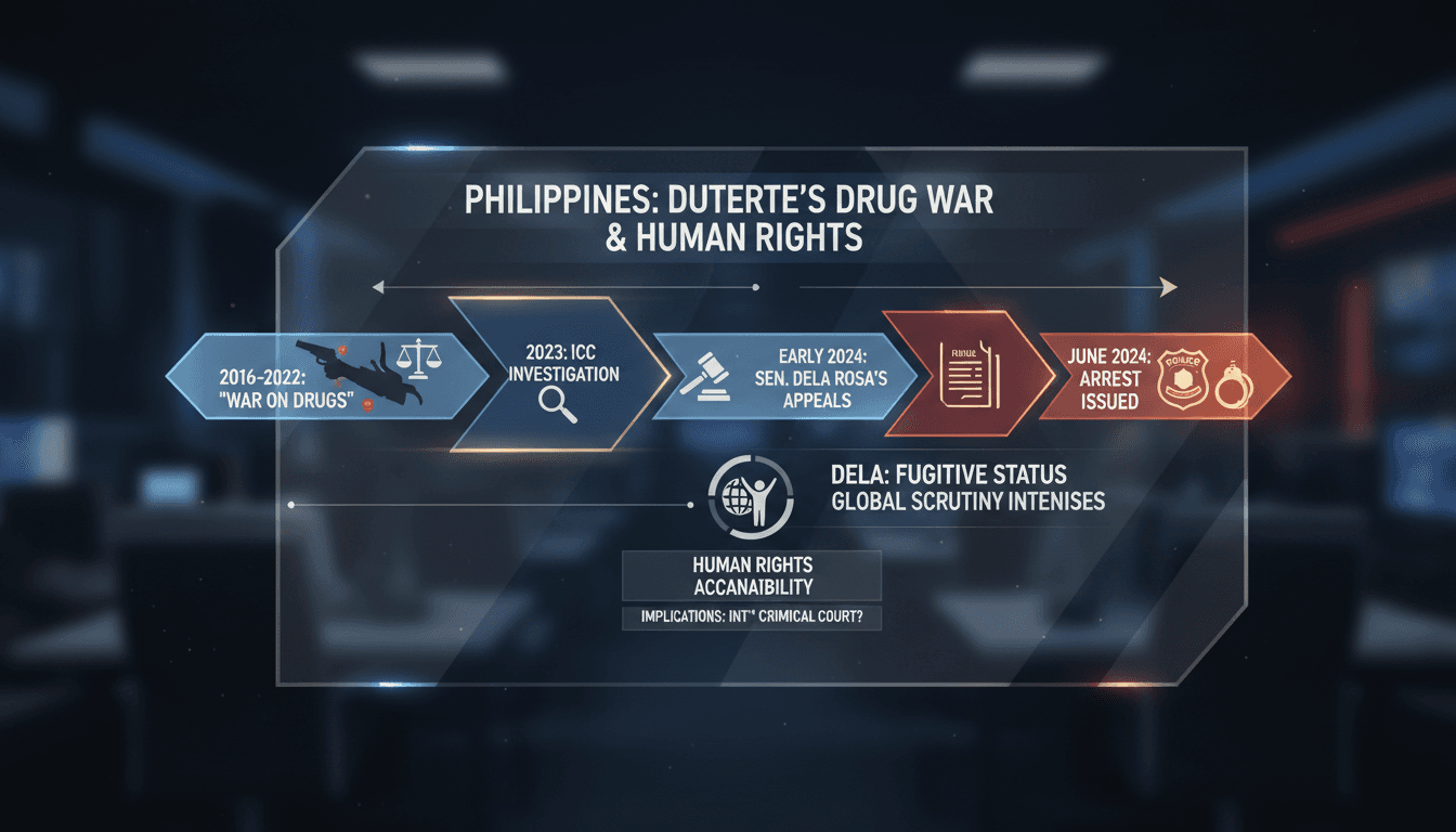Senator Ronald dela Rosa during a press conference on human rights issues.