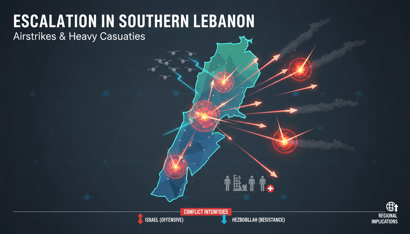 Israeli airstrikes in southern Lebanon causing heavy casualties