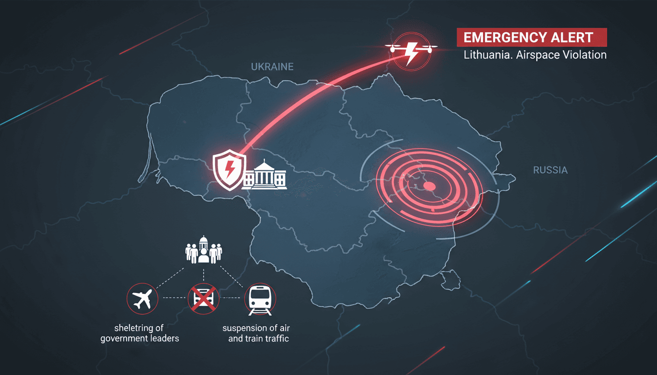 Lithuanian government leaders sheltering during a drone alert.
