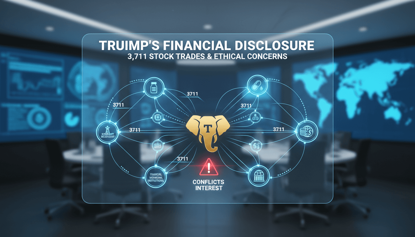 President Trump discussing financial disclosures and stock trades.