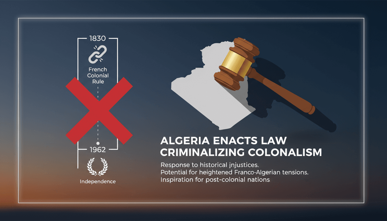 A symbolic representation of Algeria's new law against colonialism.