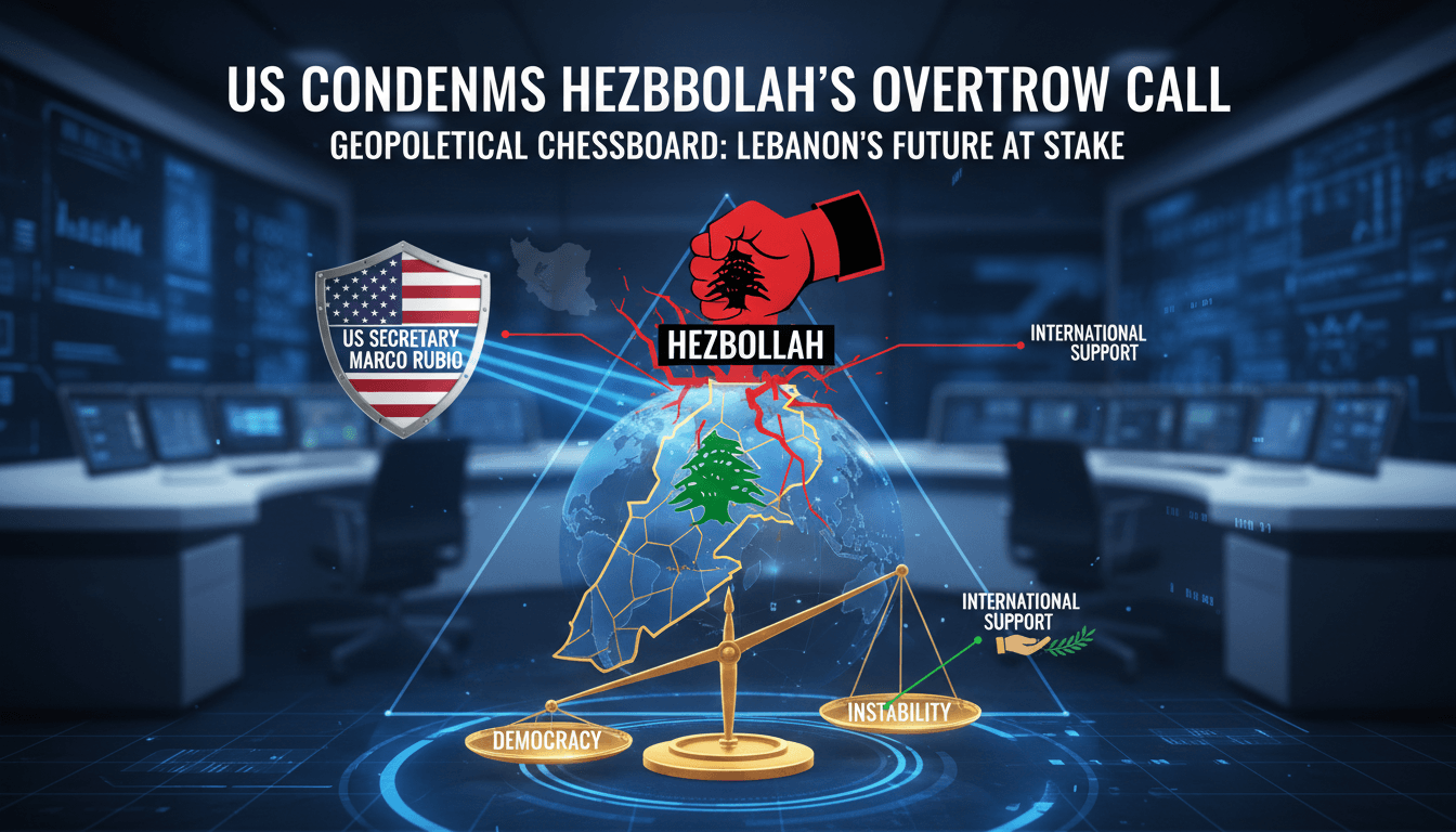 US Secretary of State Marco Rubio addressing Hezbollah's destabilizing actions in Lebanon.