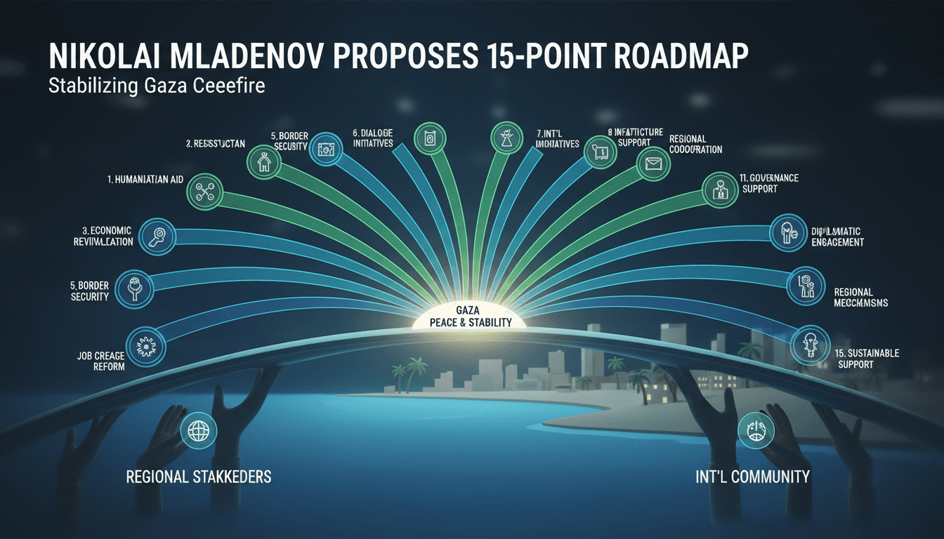 Nikolai Mladenov presenting his roadmap for Gaza's future.