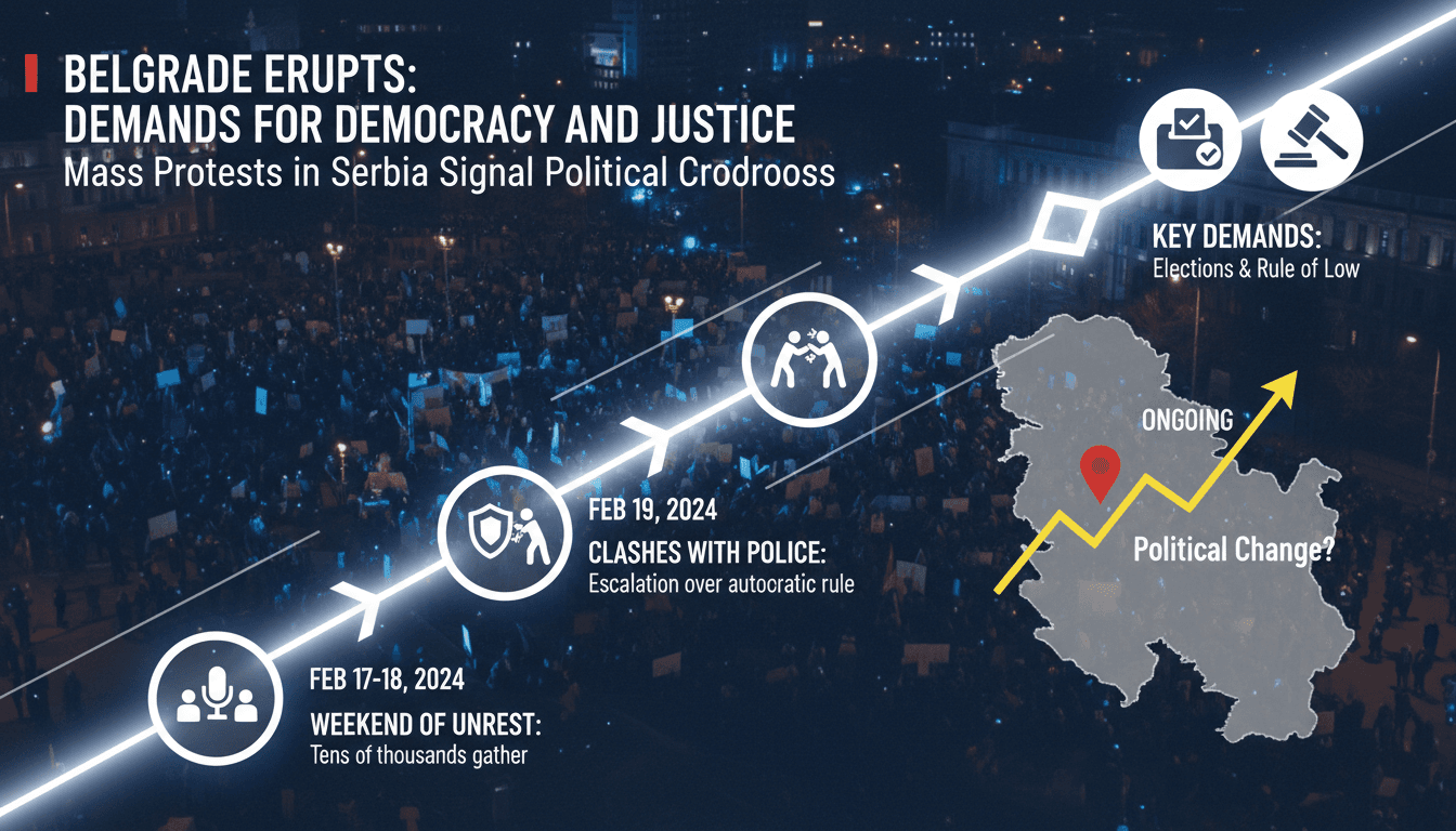 Protesters in Belgrade demanding democratic reforms and justice.