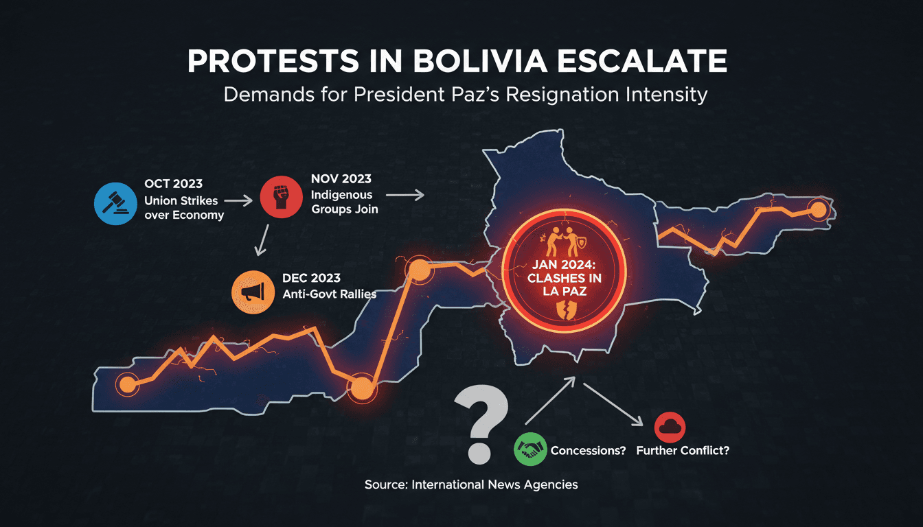 Protesters clashing with police in La Paz, Bolivia.