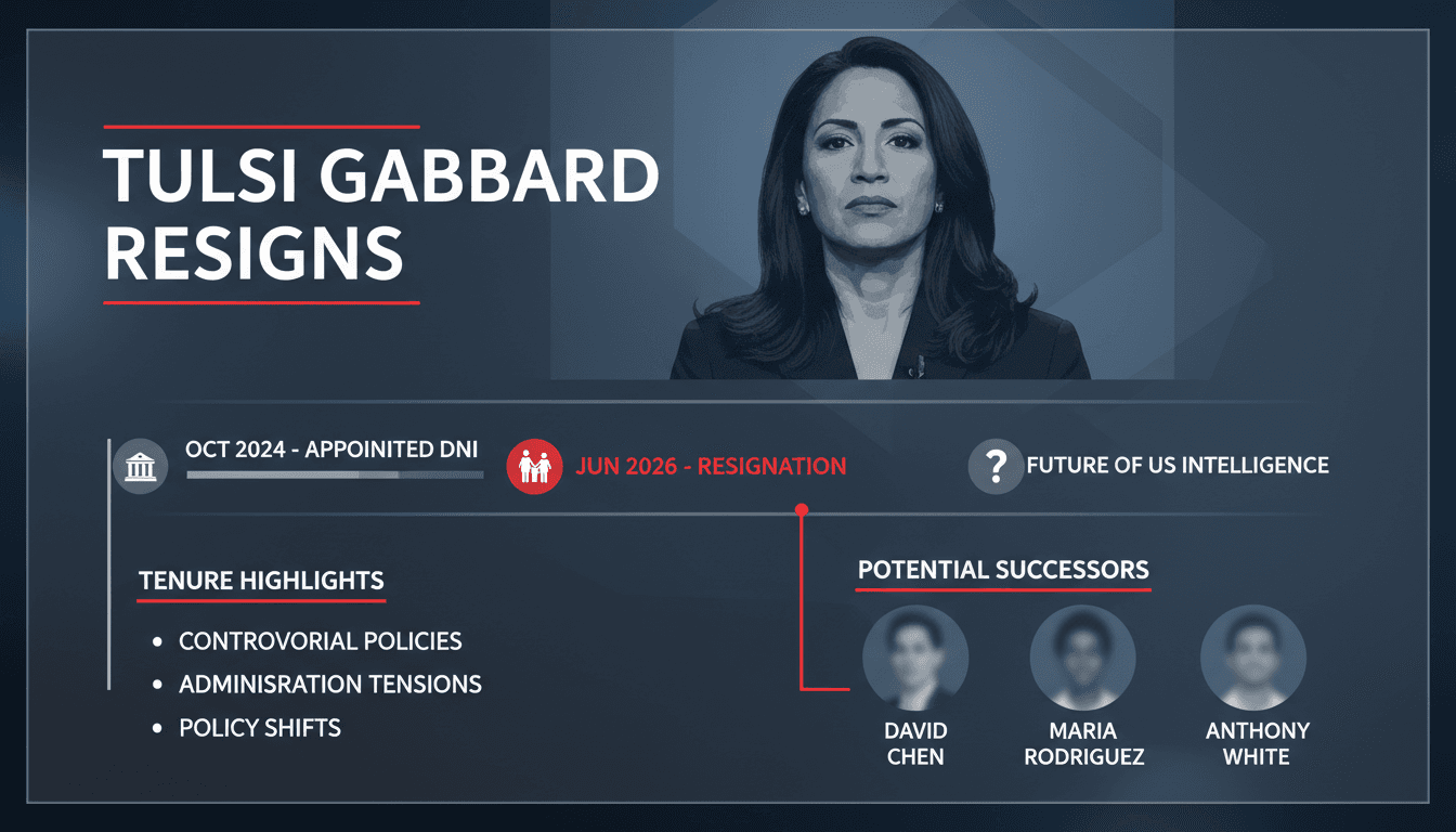 Tulsi Gabbard announcing her resignation as Director of National Intelligence.