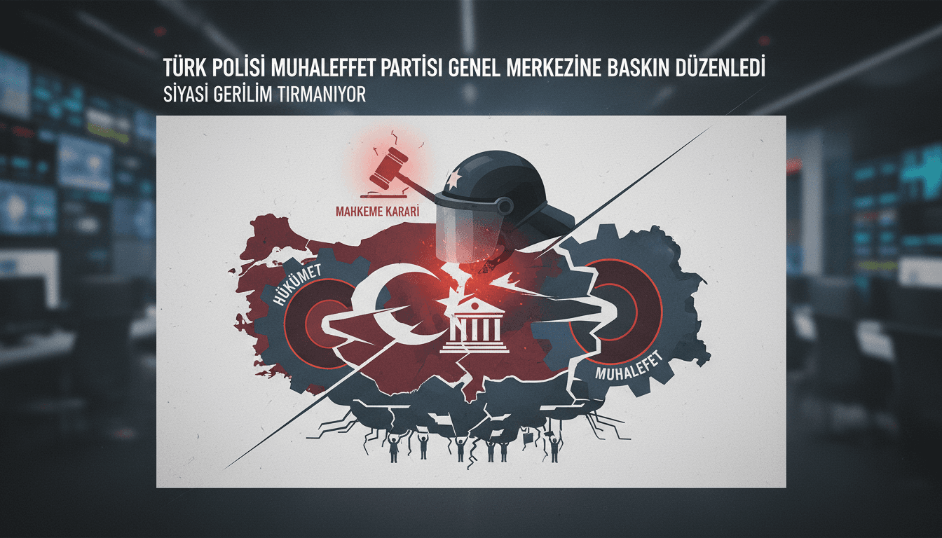 Turkish police at the Republican People's Party headquarters in Ankara.