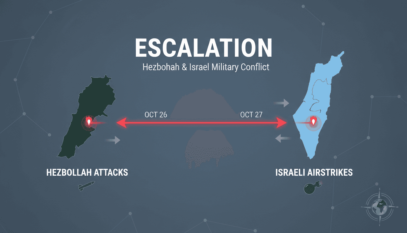 Map showing military conflict zones between Hezbollah and Israel