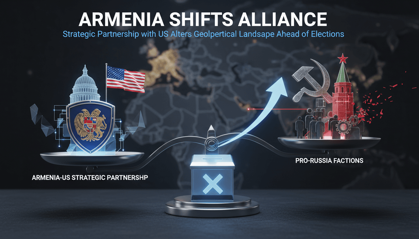 Armenia and US flags symbolizing the new strategic partnership agreement.