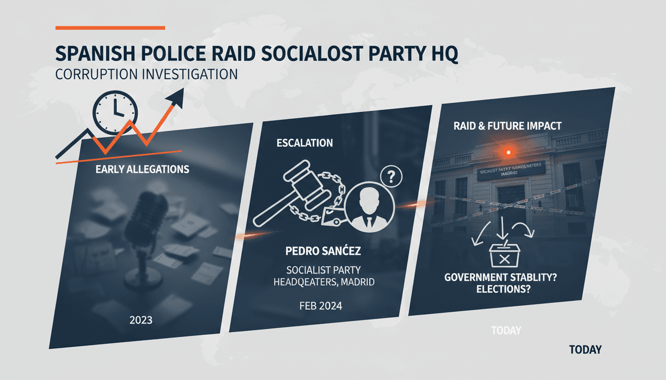 Spanish police at the Socialist Party headquarters during a raid.