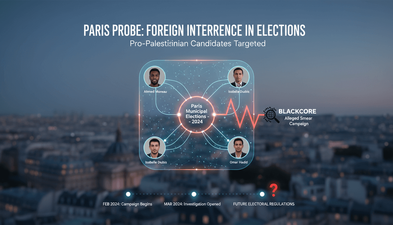 Paris prosecutors investigating foreign interference in elections targeting pro-Palestinian candidates.