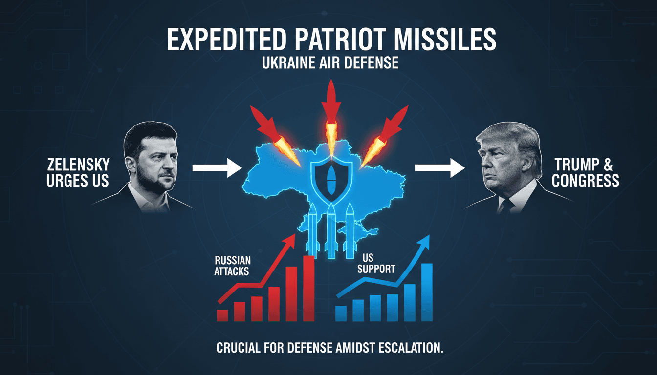 Ukrainian President Zelensky addressing the need for missile defense systems.