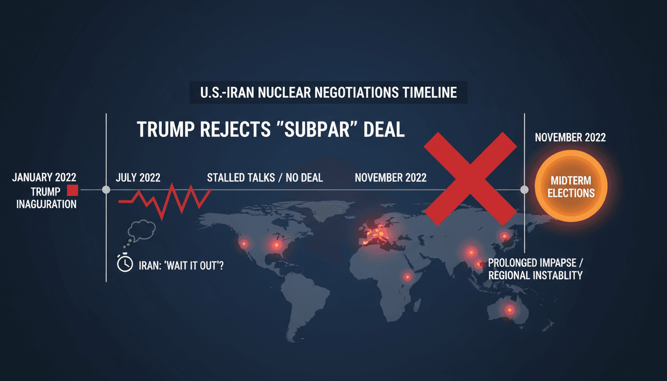 President Trump discussing Iran negotiations amidst political pressures.