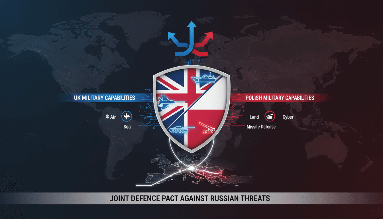 UK and Poland leaders signing a defence treaty at RAF Northolt