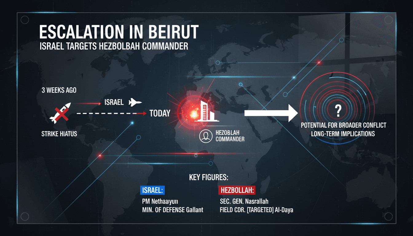 Israeli military strike in southern Beirut targeting Hezbollah commander