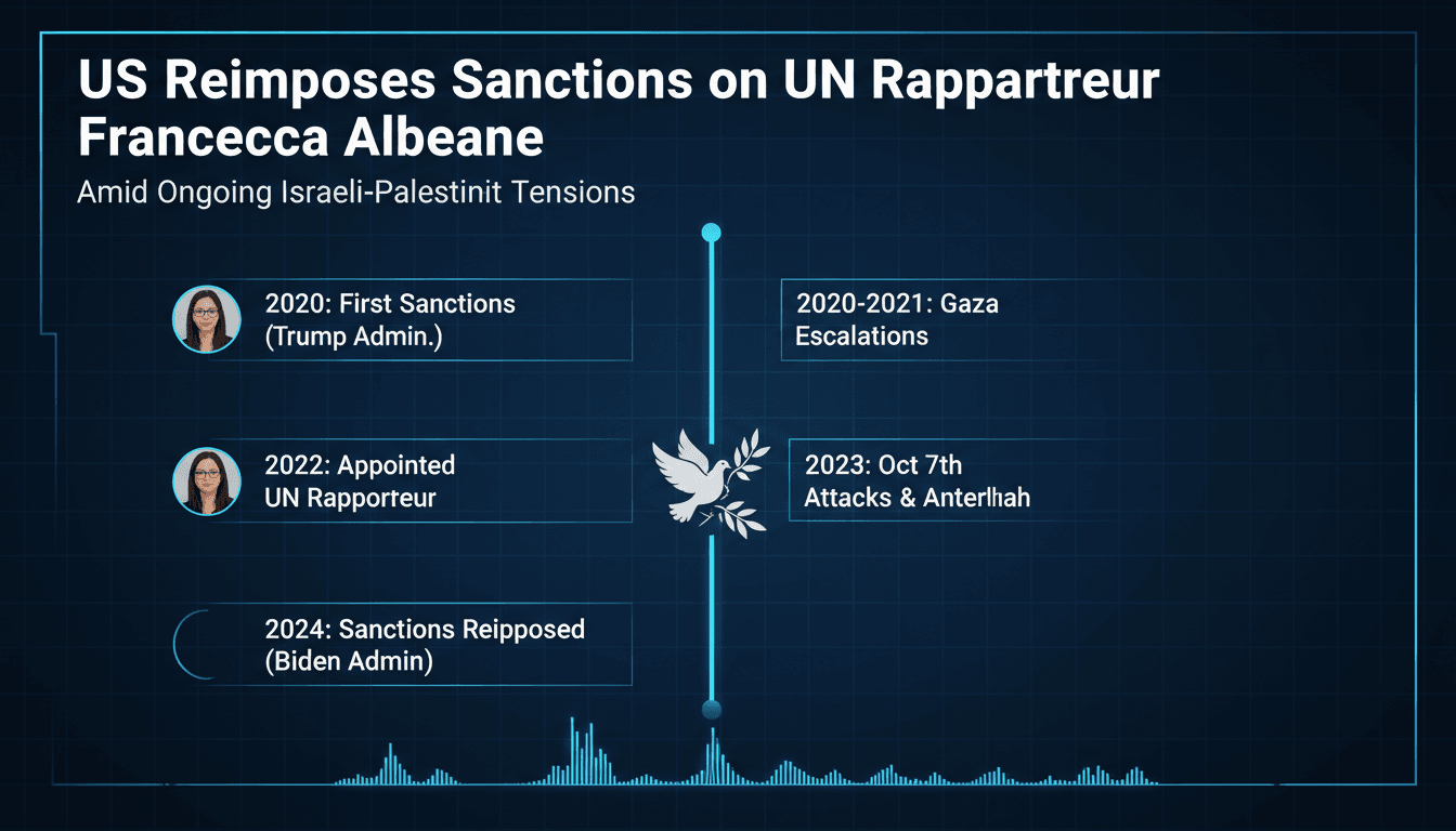 Francesca Albanese speaking at a UN event on Palestinian human rights.