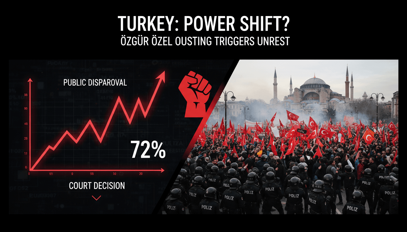 Protesters demonstrating against the ousting of CHP leader Özgür Özel in Turkey.