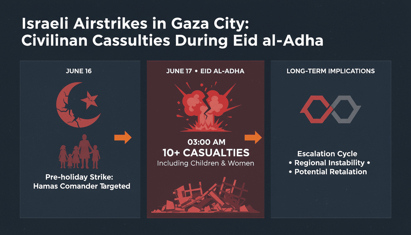 A somber scene in Gaza City following recent airstrikes during Eid al-Adha.