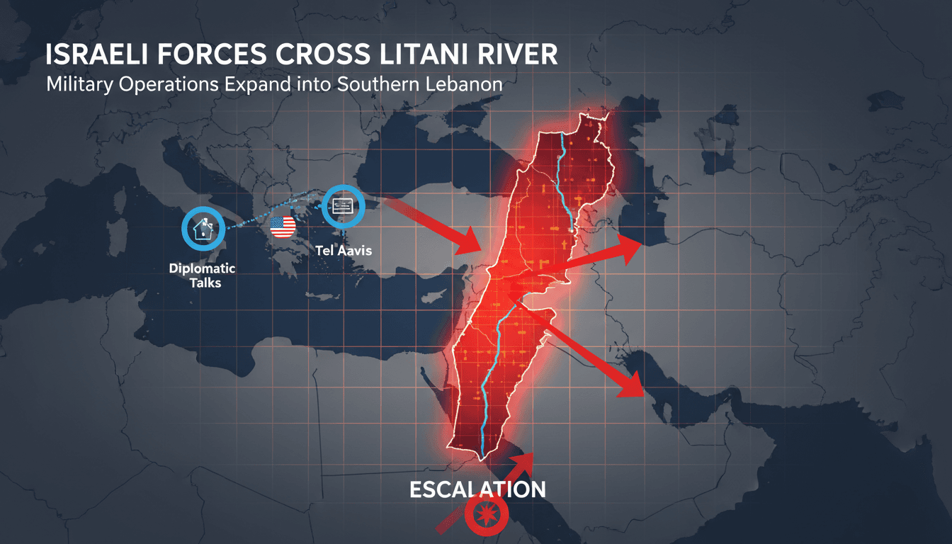 Map showing the Litani River and military operation zones in southern Lebanon.