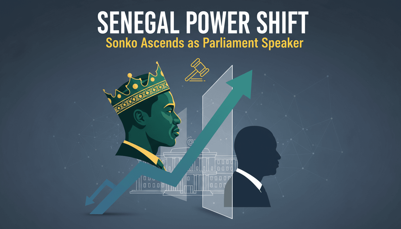 Ousmane Sonko speaking at a parliamentary session in Senegal.