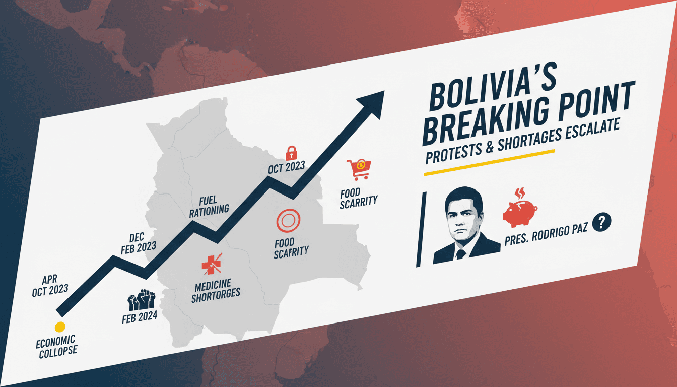Protesters in Bolivia demanding the resignation of President Rodrigo Paz amidst economic crisis.