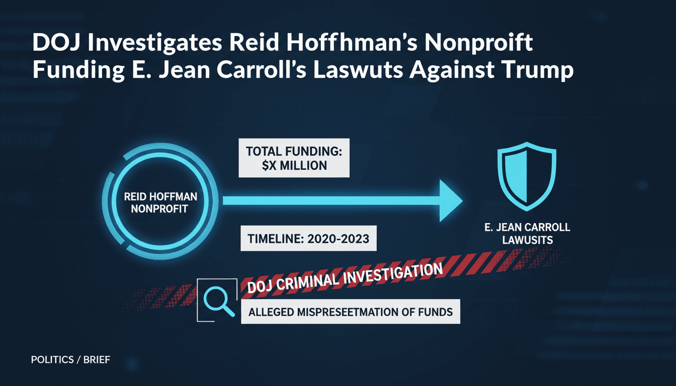 DOJ investigation into Reid Hoffman's nonprofit funding E. Jean Carroll's lawsuits against Trump.