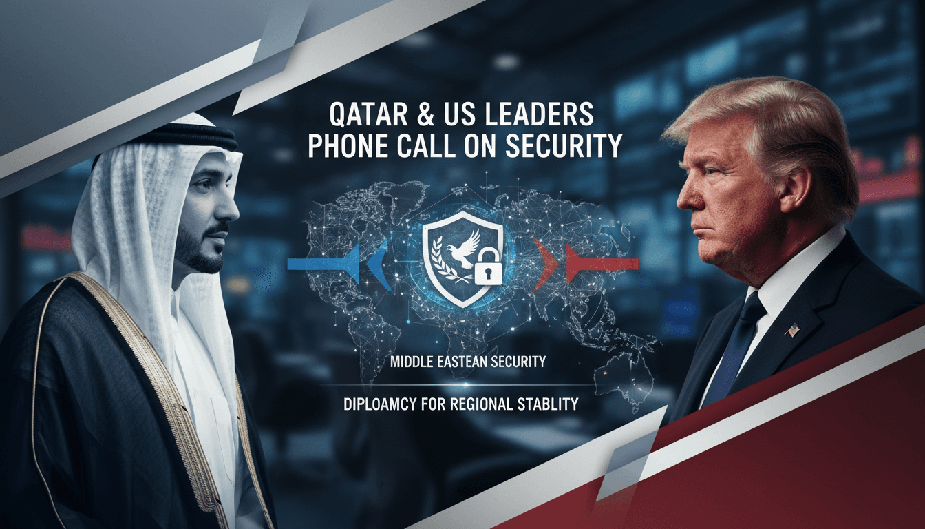 Qatar and US leaders discussing Middle Eastern security over a phone call.