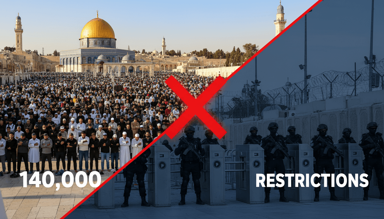 Worshippers at Al-Aqsa Mosque during Eid al-Adha prayers